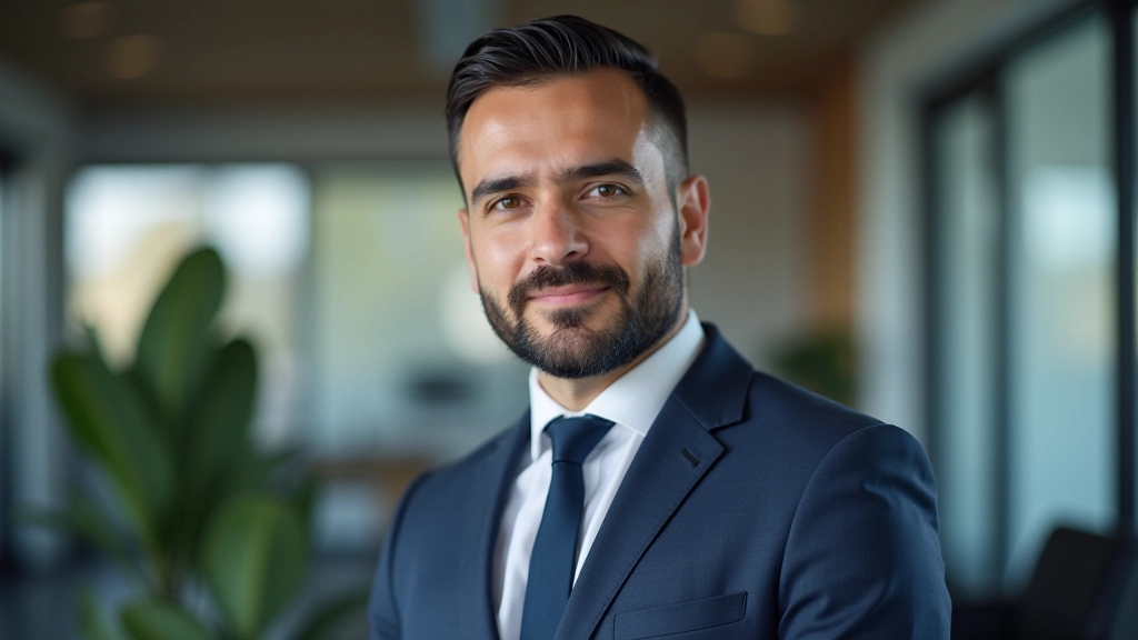 Spécialiste CPF et financement, homme en costume, portrait professionnel