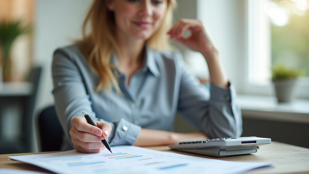 Tableau de suivi des dépenses avec calculatrice et stylo, bureau organisé avec documents financiers